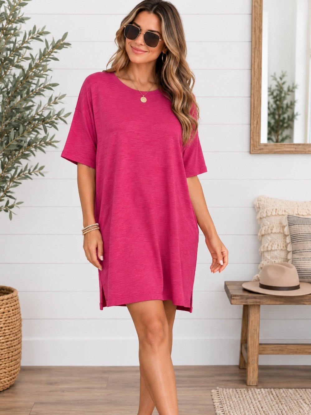 💜NWT Z Supply Essentials Pink 100% Cotton T-Shirt Dress Size Medium
